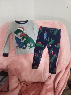 Carter's Grey & Navy Dinosaur Holiday Pajama Set
